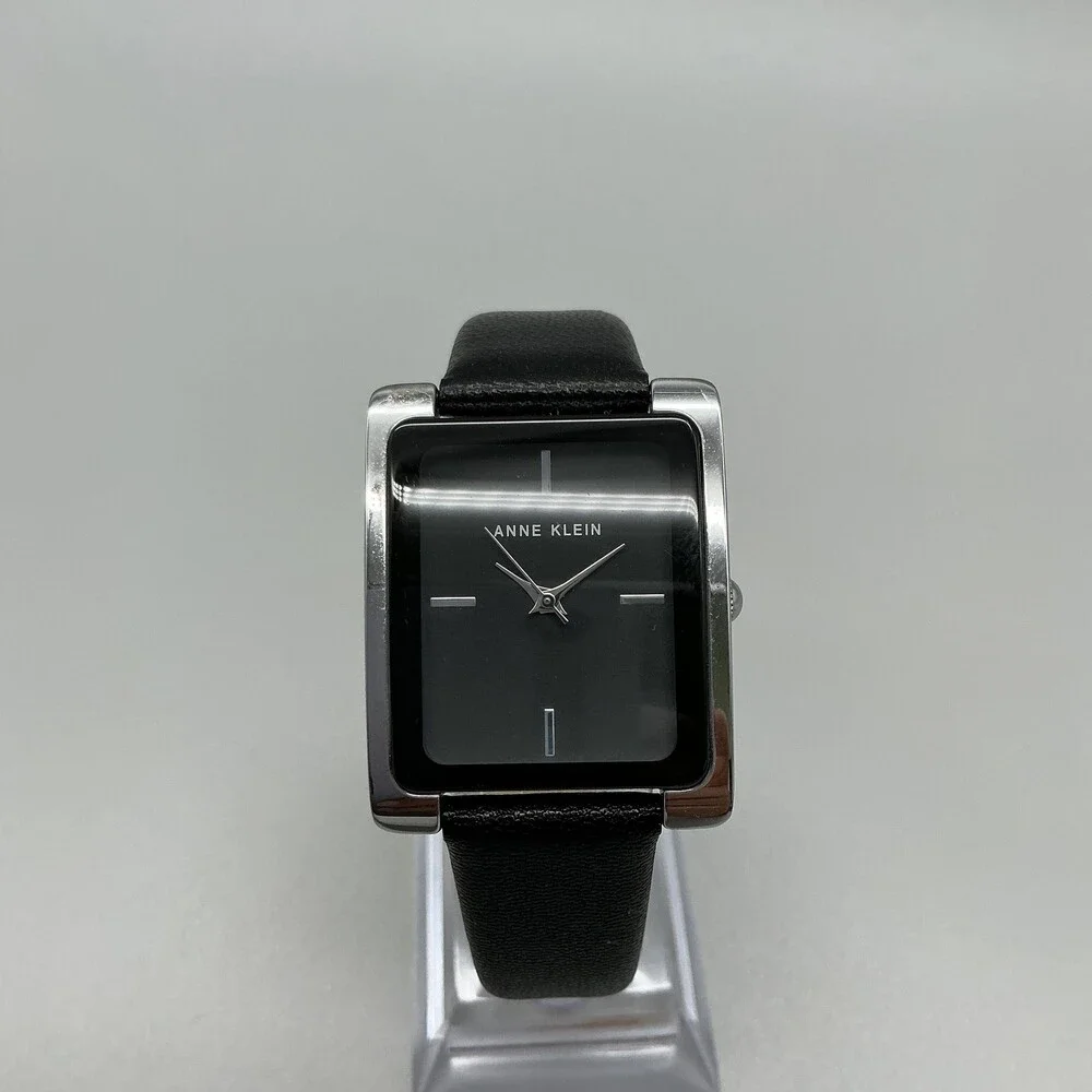 Anne Klein AK/2707 PC21J Womens Watch 28mm Black Dial Black Leather New Battery